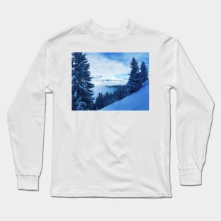 Snowy mountain top in Switzerland Long Sleeve T-Shirt